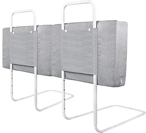 LILIIN Griglia di protezione per letto, 120 cm, 5 fori, regolabile in altezza, per lettini dei genitori, 2 x 60 cm, colore grigio lino