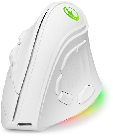 IFYOO 2.4G and BT 5.1 Dual Mode RGB Rechargeable Wireless Vertical Ergonomic Mouse, 5 Side Buttons, Max 8400 DPI, for PC Computer Notebook Laptop, for Windows 11 10, Mac iPad OS, Android