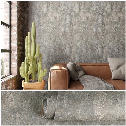 VEELIKE Klebefolie Betonoptik Grau Retro Beton Tapeten Wandtapete Industrial Tapete Wohnzimmer Küchenfolie Selbstklebend Folie Wasserfest Möbelfolie Vintage Shabby Wandtapete Badezimmer 40cm×300cm