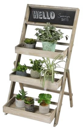 Urban Living SUNNYDAYS Mon Jardin Etagere pour Plantes 3 Niveaux avec Ardoise + CRAIES 45X43X78CM
