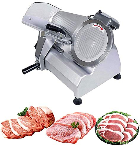 Cortadora De Carne Eléctrica Profesional, Máquina Cortadora Comercial De Cordero Y Carne Con Sierra De Hoja De Seguridad De Acero Inoxidable De 10Espesor De Rebanada Ajustable 0-17 Mm
