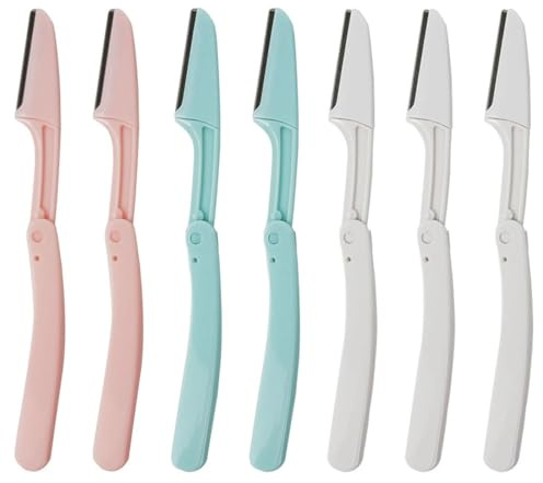 Lot de 7 Rasoir Sourcil Femme, Rasoir Visage Femme, Rasoirs pour Sourcils Pliables, Rasoir Femme, Dermaplaning Visage, Polyvalent Exfoliant Visage Rasoir, Pour Femmes et Hommes