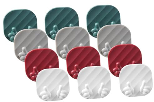 NULYLU 12pcs Thumb Hook Plug Wall Hook for Kitchen Bathroom No Drilling Strong Hold for Cord and Key Storage