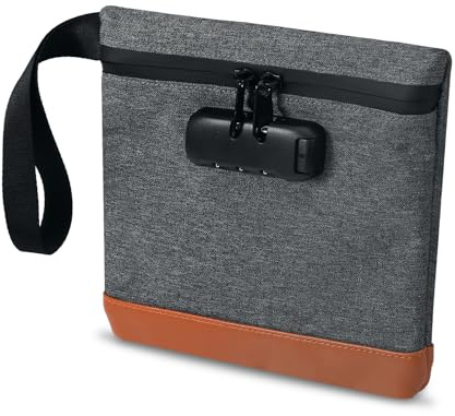 Brifit Geruchssichere Taschen, Diebstahlsicherung, Geldtasche mit Zahlenschloss, 20,3 x 19,1 cm, wasserdichte Tasche, für Herren und Damen, tragbar, sicherer Griff, Reisepässe, Schutz für Bargeld,