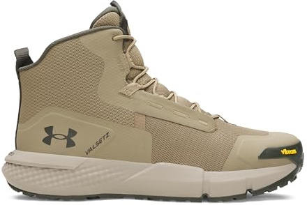 Under Armour Men's Charged Valsetz Mid, Lightweight Men's Boots with Pull Loops for Easy On-Off, Outdoor Boots with Shock-Absorbing Footbeds,Bayou / Timberwolf Taupe / Baroque Green,10
