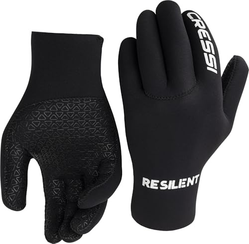 Cressi Resilient Gloves 2mm S - Guantes Unisex Ultra Grip en Neopreno Suave 2mm Negro, Buceo Pesca Snorkel Surf Paddle Kayak Natación, S
