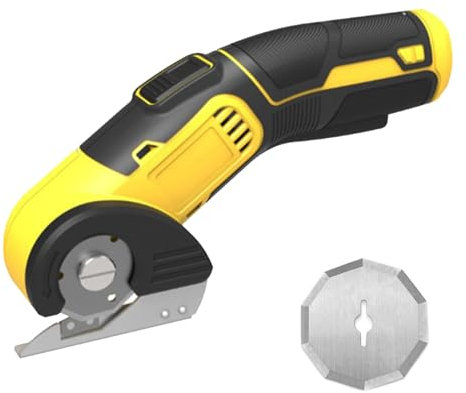 Elektrischer Kartonschneider mit Selbstschärfender Klinge, Kabellose Elektrische Schere, Wiederaufladbarer Stoffschneider Rollschneider für Papier, Pappe, Teppich, Leder, Filz, Kunststoff