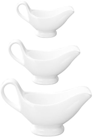 Genérico 3 Piezas cubo de salsa de bistec jarra de capuchino Salsera salsera plato jarra para verter leche taza de salsa gravy tazones para restaurante tazones de condimento cerámica