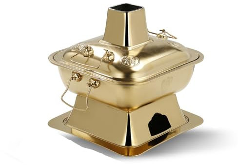 Kupfer-Hot Pot, traditioneller chinesischer Hot Pot, moderner, langlebiger, heißer Kupfertopf mit Holzkohle, für die Haushaltsküche, altmodischer Suppentopf, alter Peking-Feuerkessel, für Restaur