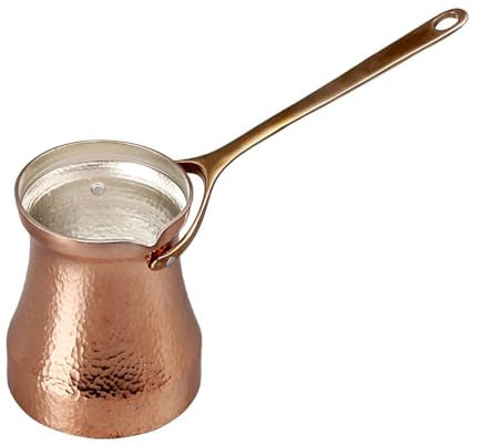 XYUERU Coffee pot Elegant copper teapot handmade tea set Turkish hammered tea kettle mocha pot with wooden handle spout maker for barista tea coffee(100ml)