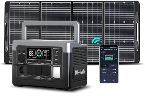 OUKITEL Tragbare Powerstation P1000 Plus mit Solarpanel, 100 W, LiFePO4-Akku mit 1024 Wh, Solargenerator mit 1800 W, 0 - 80 % in 45 Minuten, ideal für Camping, Wohnmobile und Stromausfälle