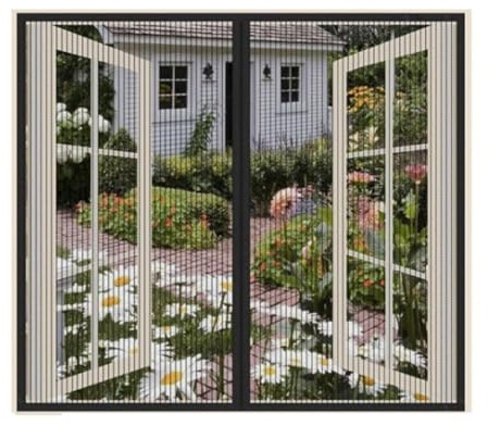 Mosquitera Magnética para Ventana Negro - Protección contra Insectos, Con Cinta de Velcro (Sin Taladrar), Fácil Montaje Adhesivo, Universal(80x80cm)
