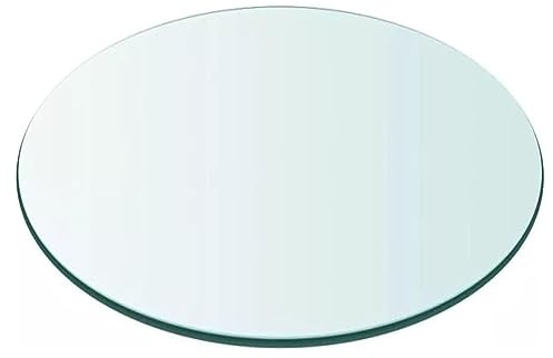 Mesa redonda de cristal templado de 75 cm, superficie transparente de comedor y mesa de café para exteriores, bordes redondeados, perfecta para cocina, comedor y jardín