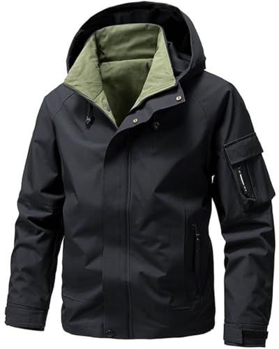MOKBAY Giubbotto Impermeabile Uomo Antivento Leggera Giacchetto Pioggia Cappello Softshell Jacket Antipioggia Sportivo Trekking