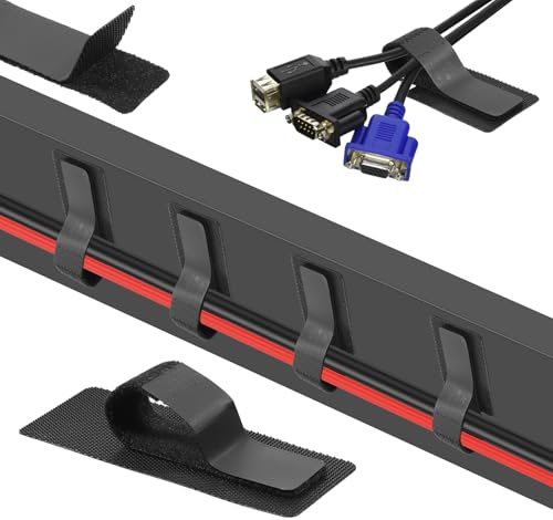 ElevateTech 41 Stück Kabelhalter Selbstklebend, Klett-Kabelbinder Kabelbinder Wiederverwendbare Kabelmanagement Unter Schreibtisch Kabelclips Unter Tisch Kabelverstecker für Zuhause Büro Küche Schule
