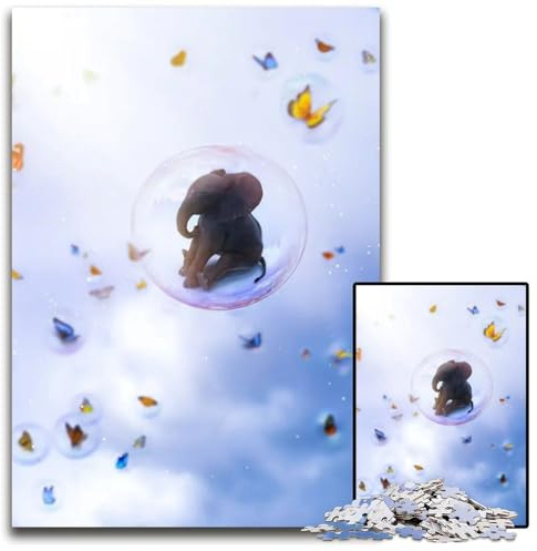 1000 teiliges Puzzle Baby Elefant in Luftpolsterfolie für Erwachsene Heimaktivität für Feiertage Geburtstage und Familienspieleabende 1000 Teile (38x26cm)