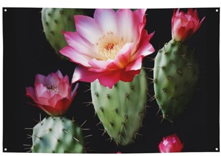 Striscione da appendere con fiori di cactus stampati per Halloween e feste di Natale, 120 x 180 cm, sfondo fotografico, ghirlanda, arazzo da parete per sfondo di compleanno, decorazione per eventi