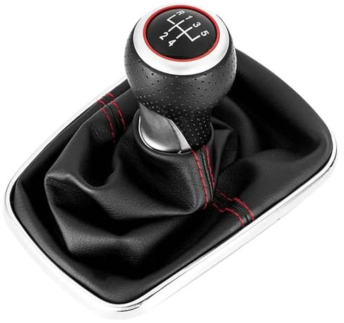 Manueller Schaltknauf passend für VW 1999–2004, Golf 4 IV MK4, GTI R32, Bora, Jetta MT, 12 mm, 5/6-Gang, Auto-Schaltknauf, Schalthebel, Schaltsack (schwarze Linie, 6 Gänge) (rote Linie, 5-Gang)