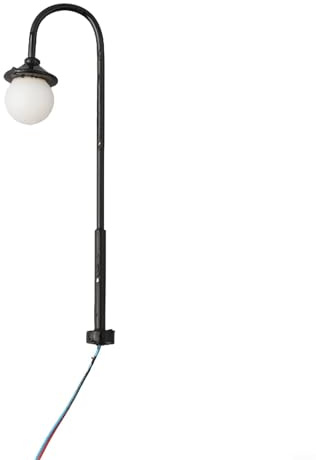 Moliuoly 10 Stück Modellbahn Straßenlaternen mit Runde Köpfe, N Spur 1:160 Maßstab, 4,5 cm Höhe, Schwarze Kupferpfosten, LED Beleuchtung mit 12V-18V AC/DC Betrieb, Enthält Widerstände