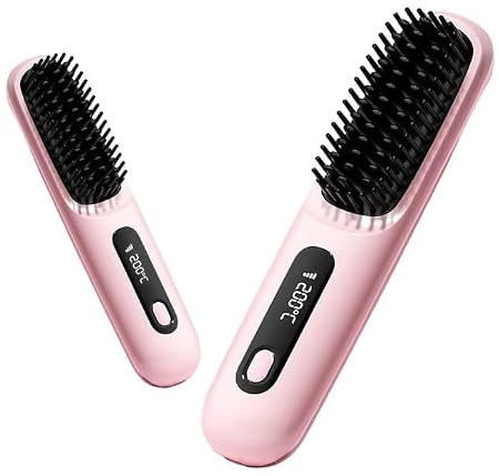 Go Brush Pro Max UK 2026, Cordless Hair Straightener Brush, MCH Ceramic Heating and Anti Scald, 5 Heat Settings & LED Screen, Rechargeable Straightener Brush with Ionic Technology for Travel