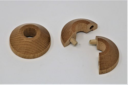 Visua Massivholz-Rohrmanschette, Ansatzpunkte passend für 15-mm-Rohre. 4 Holzveredelungen erhältlich. 2er-Packung.