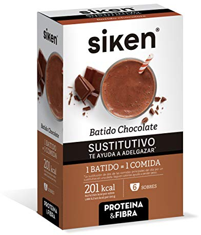 Siken SUSTITUTIVO - Batido sustitutivo, Sabor chocolate, Sobres en polvo para mezclar con agua, 1 batido sustituye 1 comida, 6 Sobres de 50g cada uno