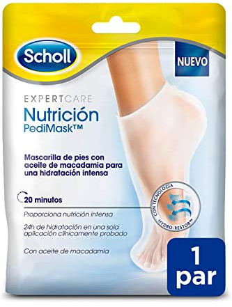 Dr. Scholl's PediMask, Mascarilla para Pies Suaves con Aceite de Macadamia, Urea y Karité, Hidratación Profunda, Calcetines para Pies con Callos, Durezas y Grietas, Embalaje y Mascarilla Reciclables