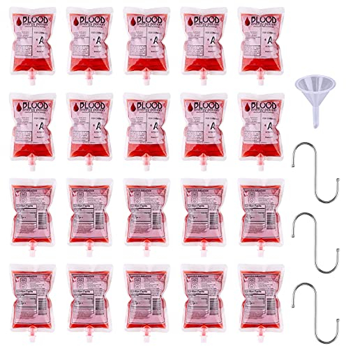 20 x 250 ml Contenitore per Bevande di Qualità Alimentare PVC Anti-Perdite Halloween Sangue Bere Borracce Bevande Sacca per Infusione Regalo