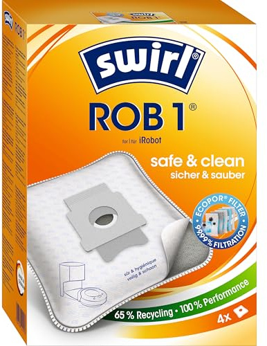 Swirl® ROB 1® Beutel für z.B. iRobot, Roomba i7+,j7+, i8+, i1+, i3+, i4+, i5+, j9+, s9+, Roomba Combo i5+, i8+, j5+, j7+, 2 Essential, 4 Beutel
