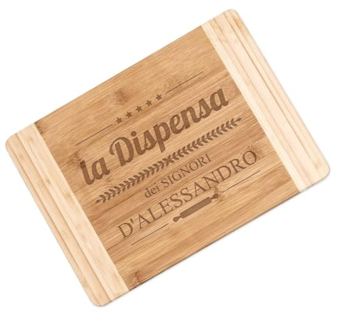 Maverton Tagliere in bambù, incisione personalizzata | Dimensioni 35cm x 25cm, battilardo perfettamente rettangolare, eco-friendly, pensiero ideale per coppia, dispensa