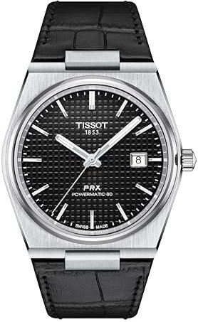 Tissot PRX Automatic Men's Watch Black Leather Strap T137.407.16.051.00 Steel