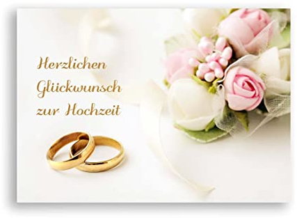 Friendly Fox Hochzeitskarte, 1x Karte zur Hochzeit Ringe, DIN A6 Klappkarte Alles Gute zur Hochzeit, Grußkarte inkl. Umschlag