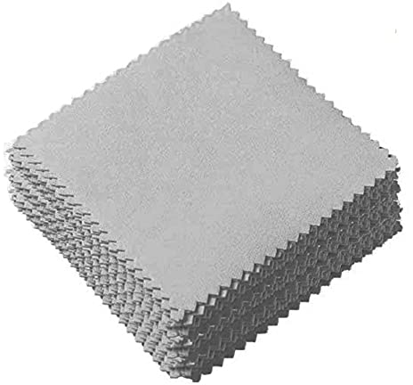100 Pièces Bijoux de chiffons de Polissage Chiffon de Polissage Bijoux Chiffon de Nettoyage Chiffon de Polissage Jaune Antirouille Chiffons，pour Perle Sterling Or Platine et Argent（Gris）