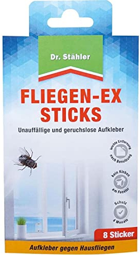 Dr. Stähler Fliegen-Ex Sticks Köderaufkleber gegen Hausfliegen 8 Stück