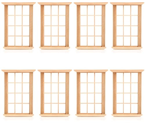 DOITOOL 8pcs 1/12 Doll House Window Frame Model Miniature Window Frame Ornament for Dollhouse Accessories Photograph Props Bedroom Diy Furniture Display