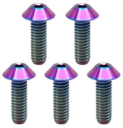 RISON Titanium Bolzen M5x0.8x16mm Titan Kuppelkopf Kopfbolzen Innensechskant Bolzen irisierend Titanschrauben Sockel Kopf Schraube für Fahrrad Motorrad 5 Stück