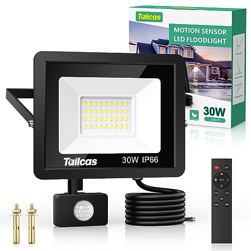 Tailcas LED Strahler mit Bewegungsmelder Außen, 50W, 4500LM, Fernbedienung