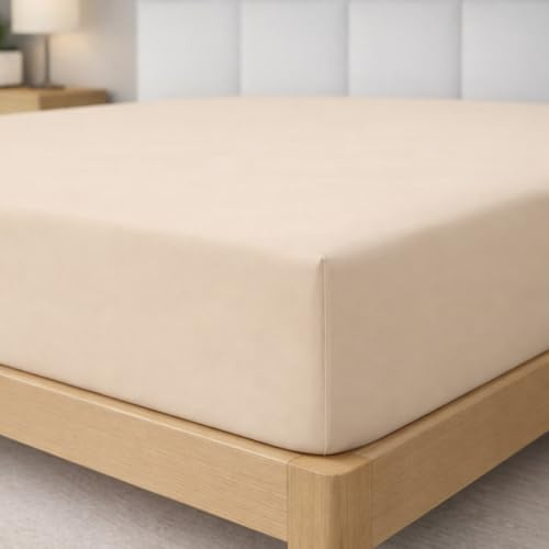 Degrees Home Collection - Drap-Housse 140x190 cm en Microfibre Douce – pour Matelas Jusqu’à 33 cm – Certifié Oeko-TEX – Beige