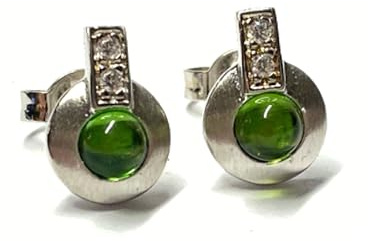 Silberohrstecker 925/- rhodiniert Bernstein grün karibsicher Bernstein Zirkonia tielweise matt Ohrring