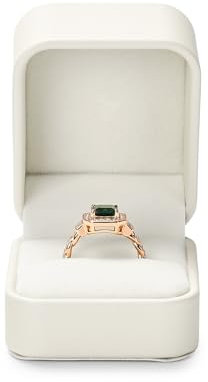 Oirlv Cream Ring Box Elegant Round Corner Design for Engagement, Wedding & Anniversaries, Soft Velvet Interior, Compact Size