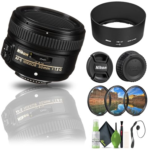 Nikon AF-S NIKKOR 50mm f/1.8G Lens (2199) + Filter Kit + Cap Keeper + Cleaning Kit