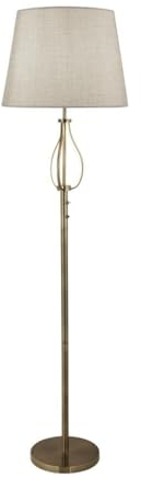 Licht-Erlebnisse Stehleuchte Wohnzimmer 152 cm niedrig beleuchtete Säule in Messing Antik Creme E27 Stehlampe innen Bodenleuchte