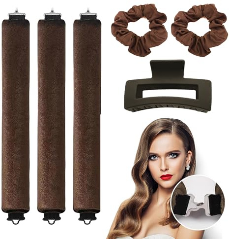 TAIHOBO Juego de 3 Rizador Pelo Sin Calor, Rizador de Pelo Sin Calor Suave y Cómoda para Dormir, Heatless Hair Curlers No Dañinos para El Cabello, Rulos Pelo Grandes Zonificados Diferentes Peinados
