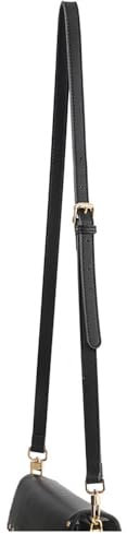 Handtaschenriemen Crossbody, verstellbare Lederriemen für Taschen, Umhängetasche und Handtaschen (43-48 IN) Silberner Verschluss Schwarz