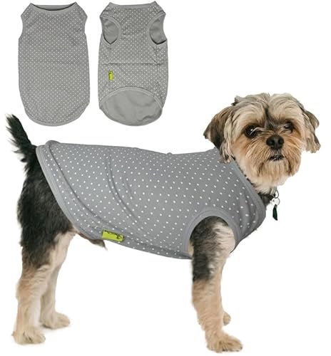 PetSmiler Hundeshirts für Kleine Hunde Katze - Polka Punkt Shirts für Hunde Tshirt Hundepullover Dünn Hundehemd Kleine Hunde Chihuahua Kleidung Katzen Kleidung, Grau M