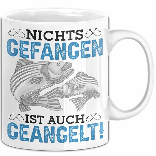 Angler Tasse Geschenk Hecht Nichts Gefangen Ist Auch Geangelt Geschenkidee Angeln (Weiß)