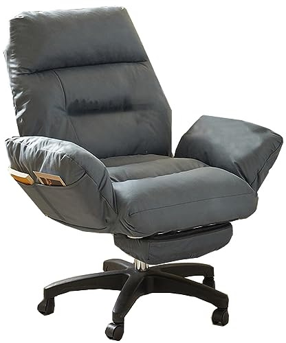 Bürostuhl Ergonomisch Gaming Mit Verstellbaren Armlehnen, Schreibtisch Drehsessel Mit Hoher Rückenlehne, Verstellbarer Schreibtischstuhl Chefsessel Mit Lendenwirbelstütze(/Gray A,With foot rest)