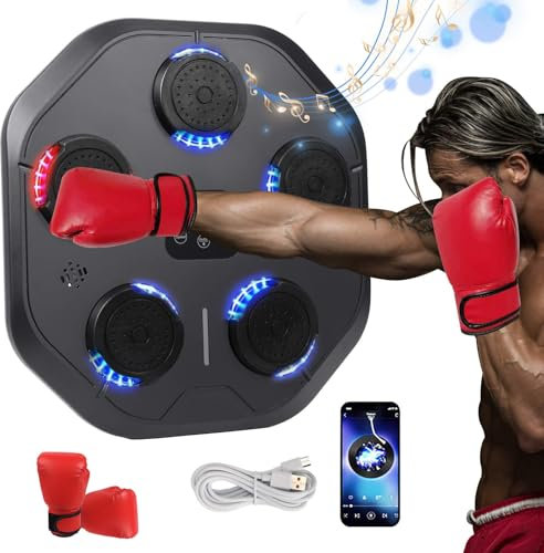 Music Boxing Machine,Smart Elektronische Boxmaschine LED Wandmontiertes Boxziel mit Musik, 9 Geschwindigkeitsmodi und Zählmodus Unterstützt Bluetooth,Geschenk Für Exercise (Kinder)