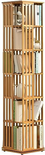 360° drehbares Bücherregal aus Holz mit 6 Etagen für Wohnzimmer, Schlafzimmer und Home Office Aufbewahrung