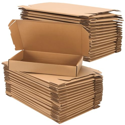 JIAYUET 30 PCS 300 x 215 x 50mm Brown Corrugated Cardboard Boxes, A4 Small Kraft Postal Shipping Boxes for Mailing Packaging Parcel